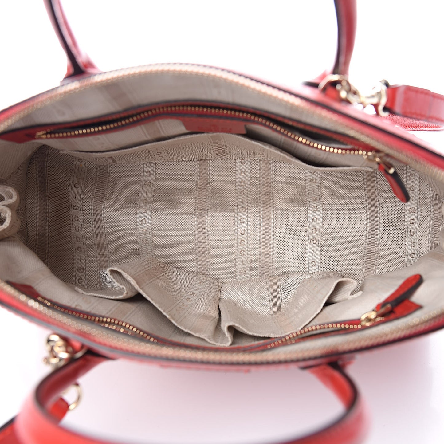 HIlary Lux GG Monogram Embossed Studded Top Handle Dome Bag Tobasco