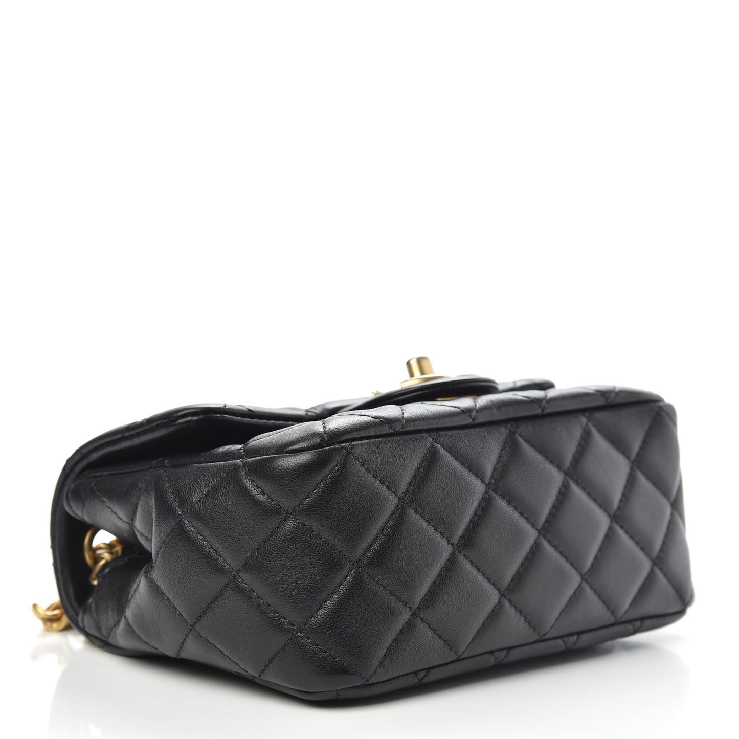 Lambskin Resin Quilted Mini Pearl Samba Square Flap Black