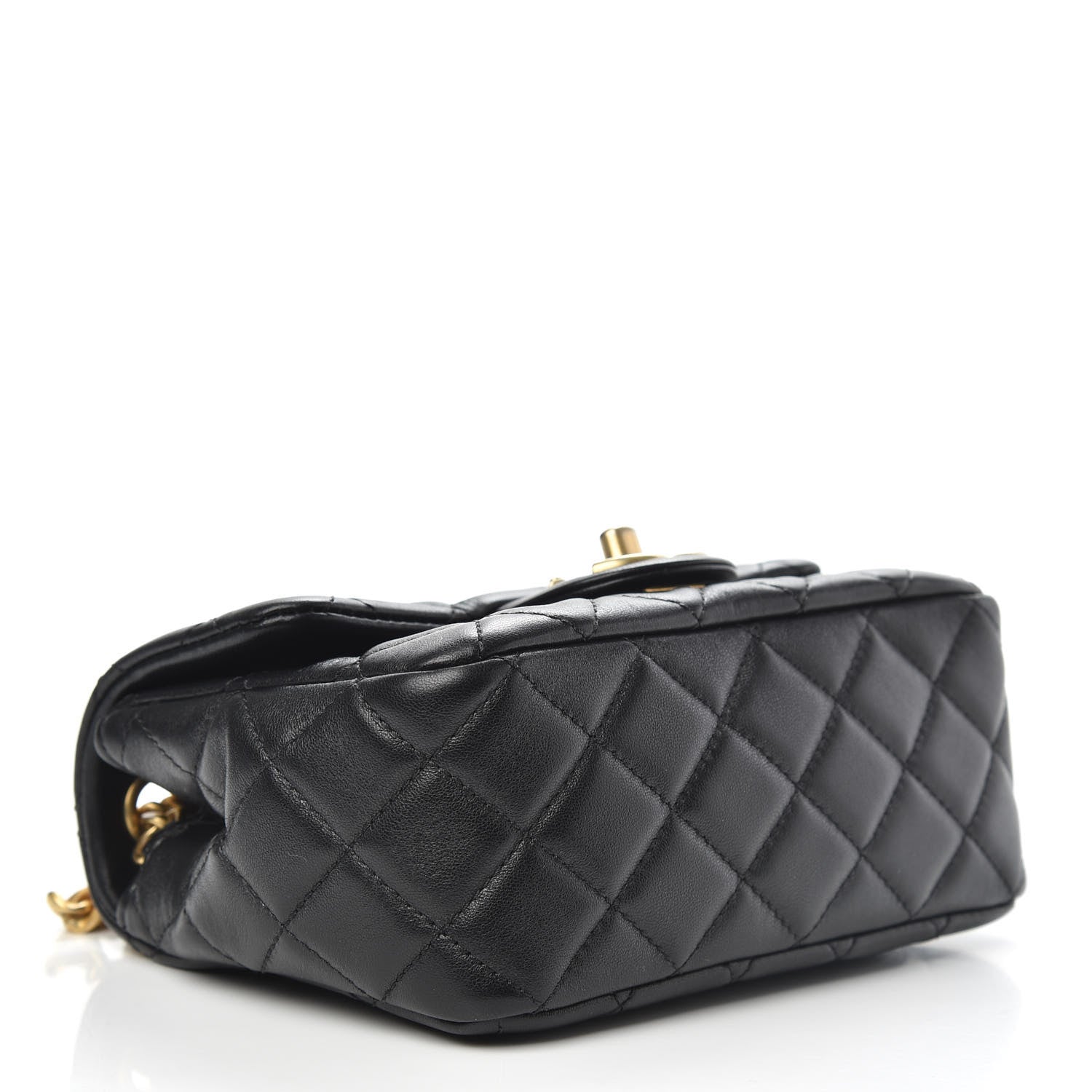 Chanel Lambskin Resin Quilted Mini Pearl Samba Square Flap Black 4 of 11