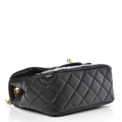 Chanel Lambskin Resin Quilted Mini Pearl Samba Square Flap Black 4 of 11