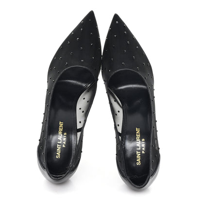 Saint Laurent Rhinestone Mesh 105 Anja Pumps 39.5 Black 2 of 9