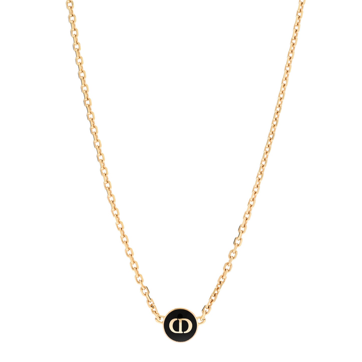 Metal CD Logo Necklace Gold Black
