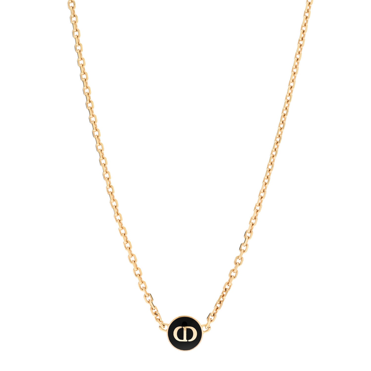 Christian Dior Metal CD Logo Necklace Gold Black 1 of 6