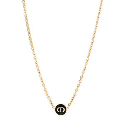 Christian Dior Metal CD Logo Necklace Gold Black 1 of 6