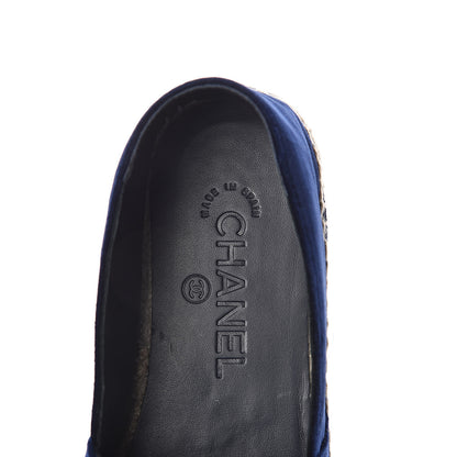 Chanel Velvet Logo Espadrilles 38 Navy Black 5 of 8