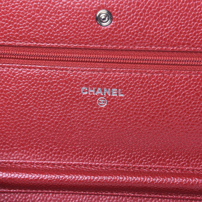 Chanel Iridescent Caviar Quilted Wallet On Chain WOC Red 5 of 11