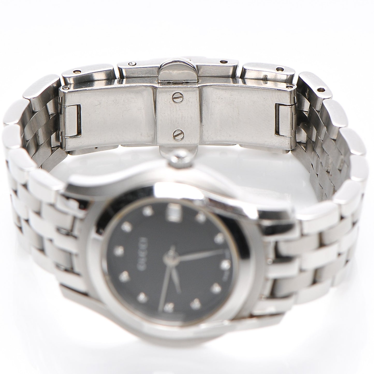 Stainless Steel Diamond 27mm 5500L Quartz Watch Black