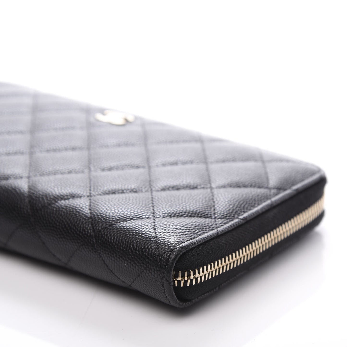 Caviar Quilted Large Zip Around Organizer Wallet Black