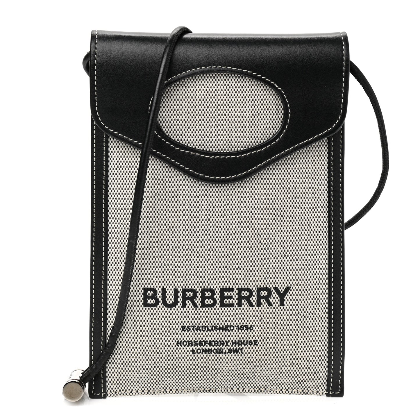 Cotton Canvas Calfskin Two Tone Phone Case Black