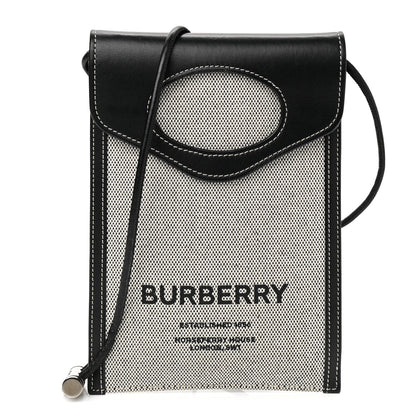 Burberry Cotton Canvas Calfskin Two Tone Phone Case Black 1 of 9