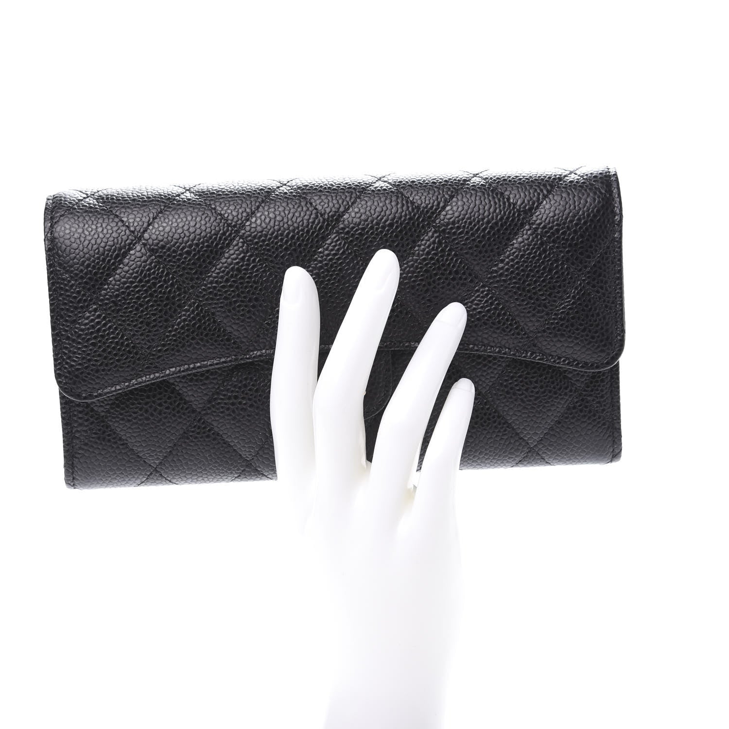 Chanel Caviar Quilted Large Gusset Flap Wallet Black 2 of 9