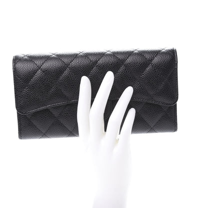 Chanel Caviar Quilted Large Gusset Flap Wallet Black 2 of 9