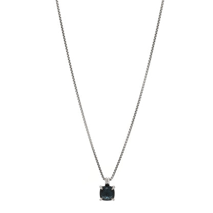David Yurman Sterling Silver Diamond Hampton Blue Topaz 11mm Chatelaine Pendant Necklace 1 of 5