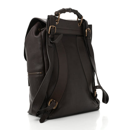 Gucci Calfskin Bamboo Drawstring Backpack Dark Brown 3 of 11