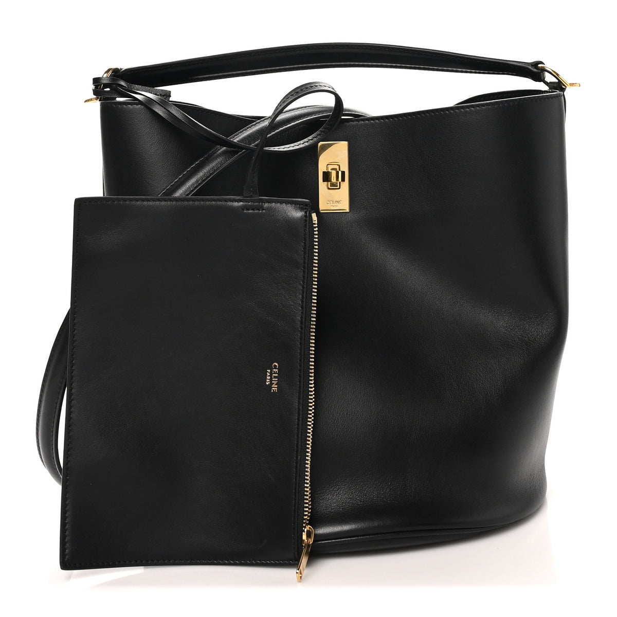 Celine Smooth Calfskin Bucket 16 Bag Black 2 of 10
