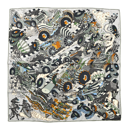 Hermes Cashmere Silk Les As Du Volant 100 Gris Anthracite Amande 1 of 4