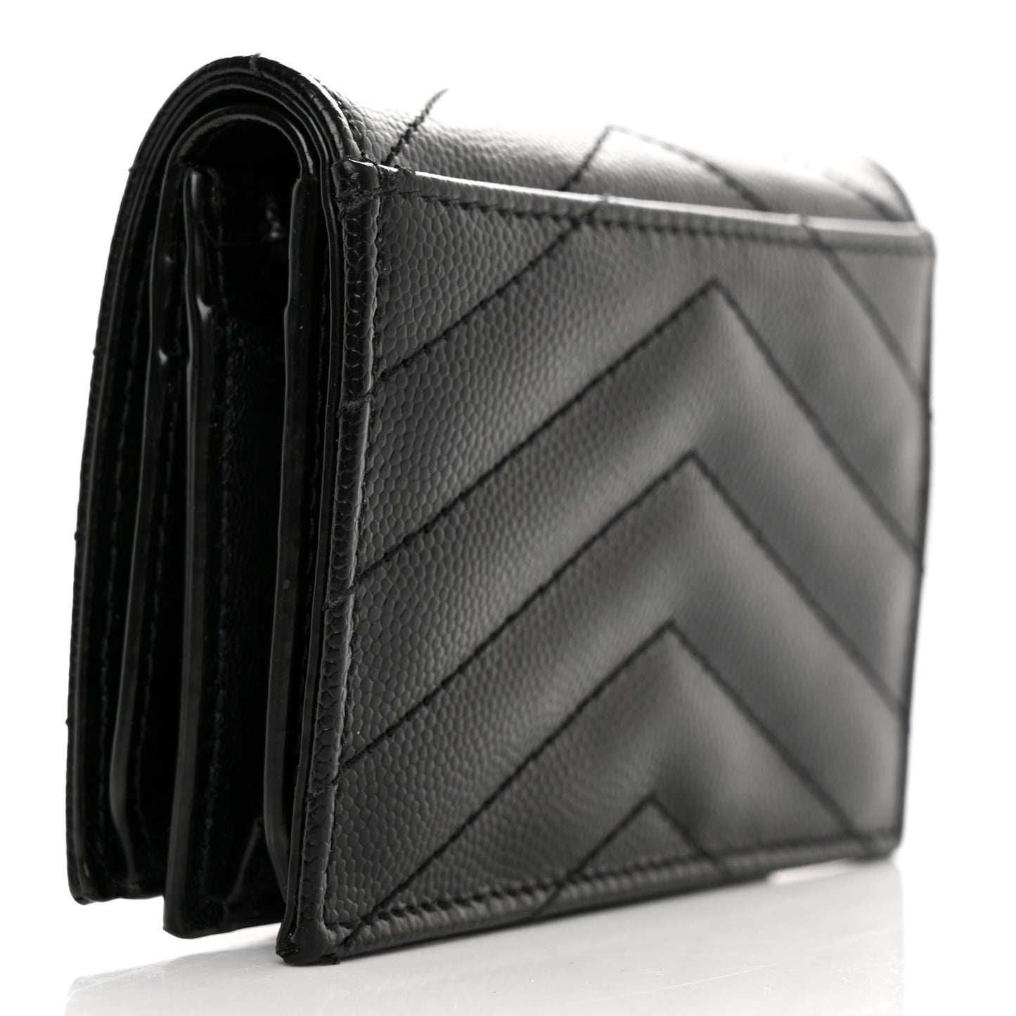 Grain De Poudre Matelasse Chevron Monogram Card Case Black