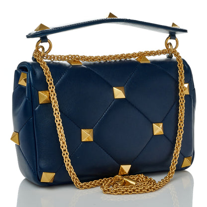 Valentino Garavani Nappa Large Roman Stud Shoulder Bag Marine 2 of 8