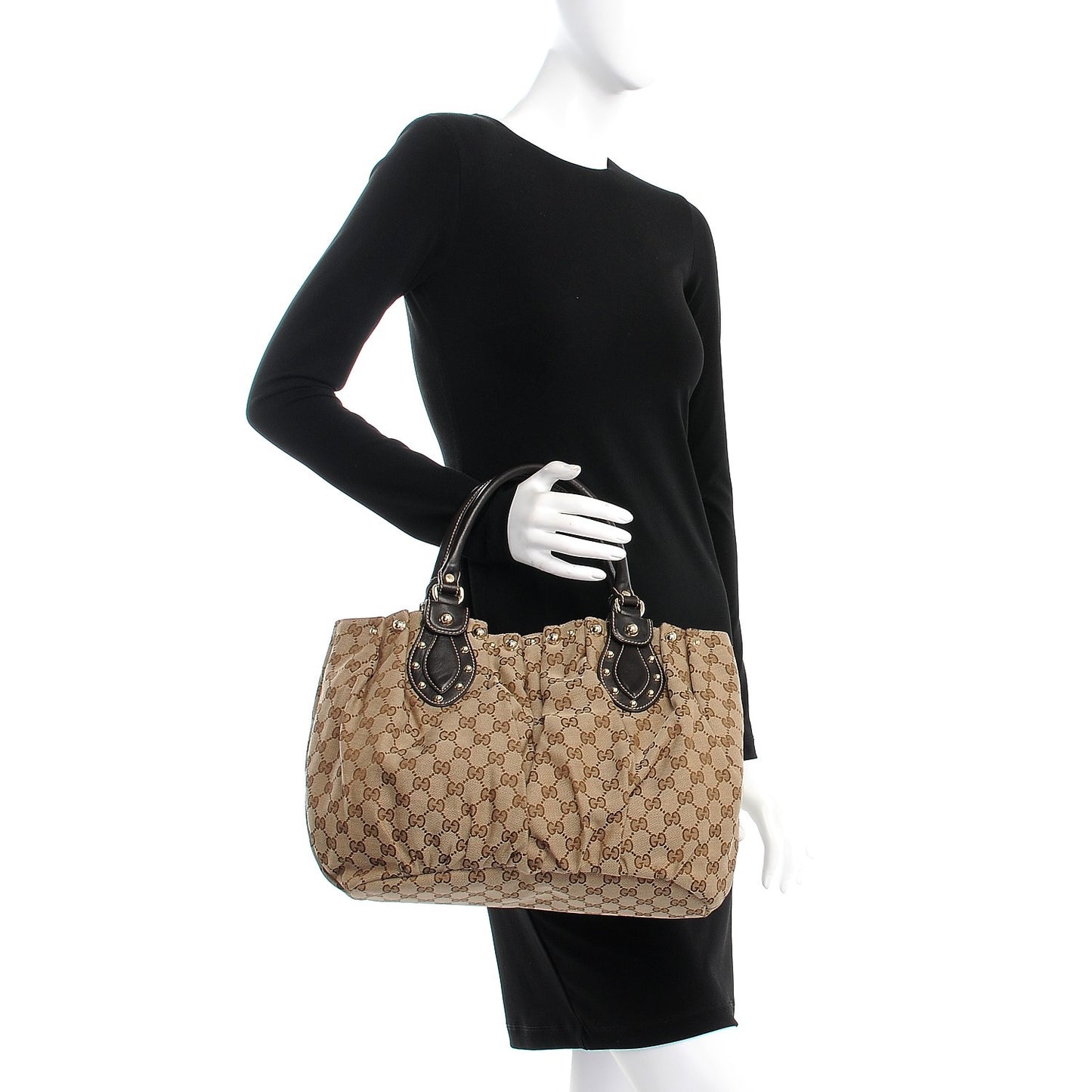 Monogram Studded Pelham Tote Dark Brown