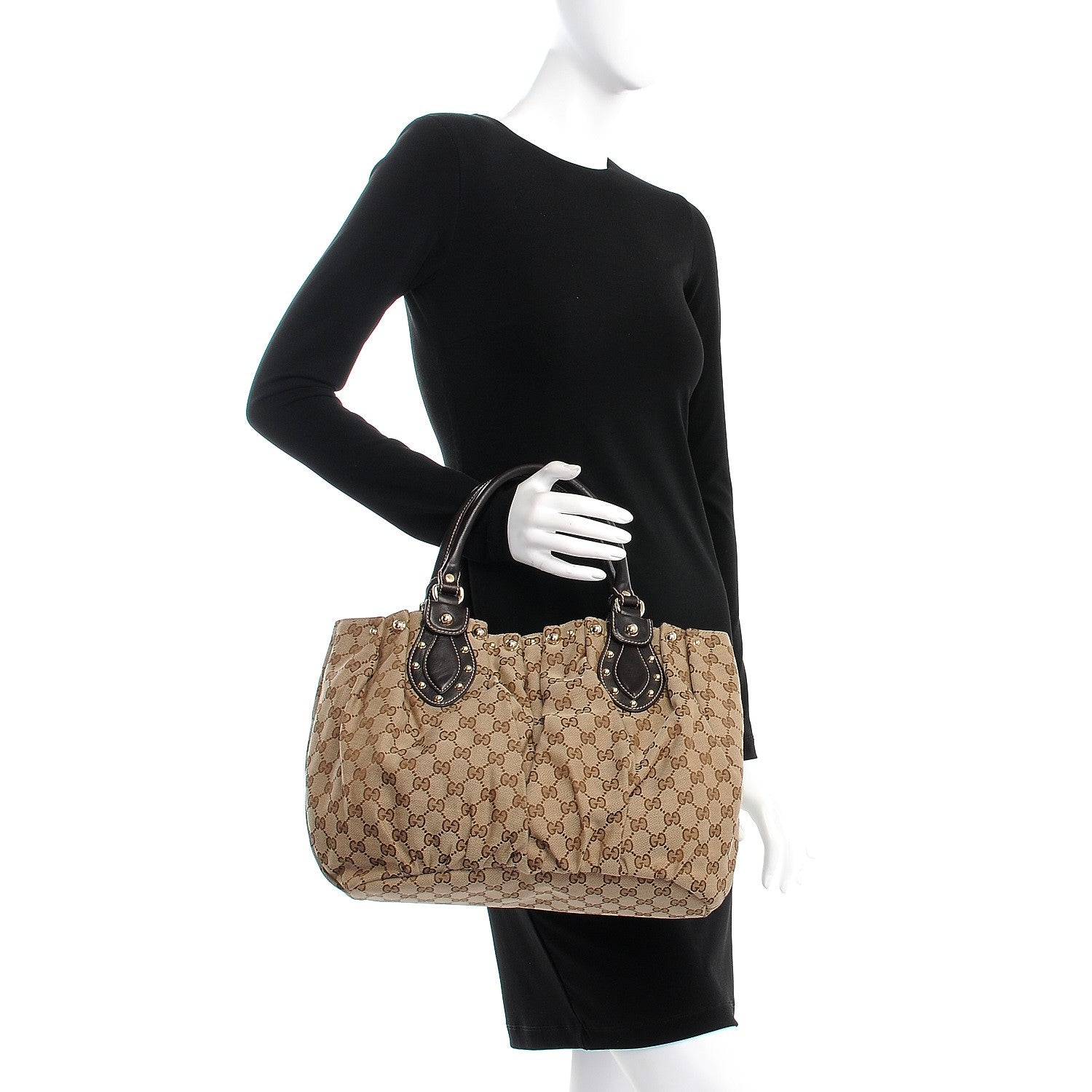 Gucci Monogram Studded Pelham Tote Dark Brown 2 of 7