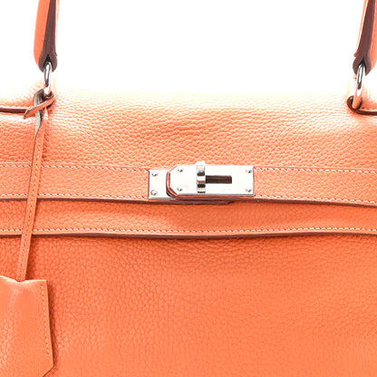 Hermes Taurillon Clemence Shoulder Kelly 40 Orange 8 of 14