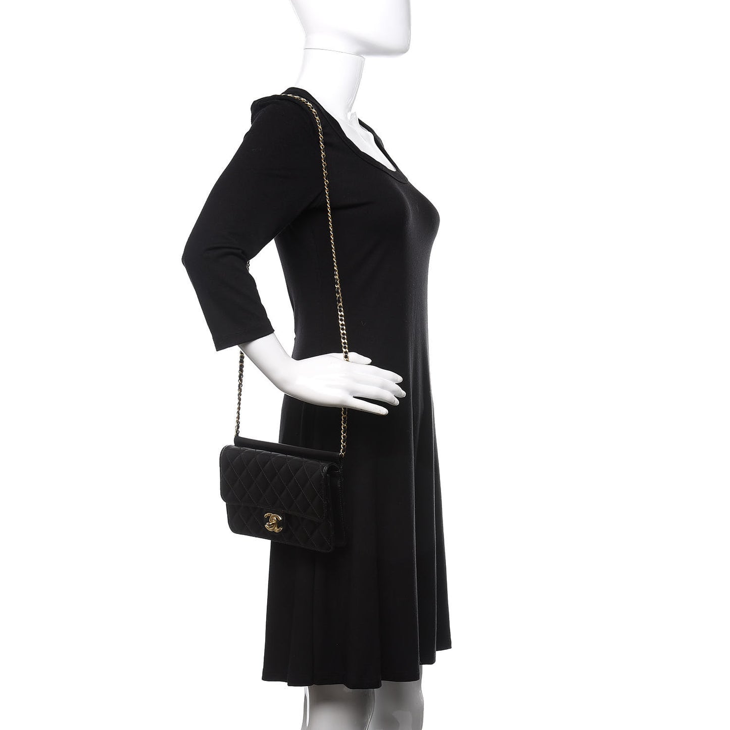 Lambskin Quilted Medium Crossing Times Flap Black