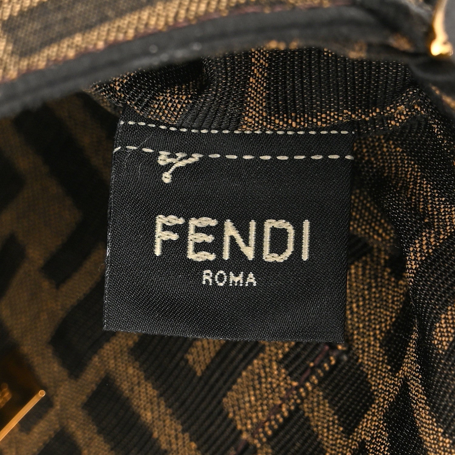 Fendi Fabric Jacquard FF 1974 Mini Baguette Tobacco Moro Black 8 of 11