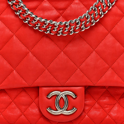 Chanel Washed Lambskin Quilted Maxi Chain Around Flap Red 8 of 11