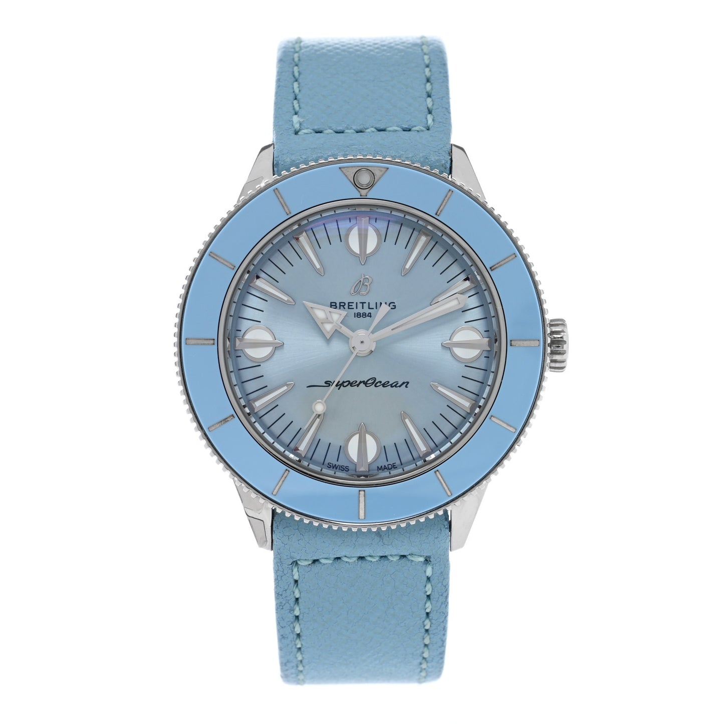 Stainless Steel Calfskin 38mm Superocean Heritage 57 Pastel Paradise Automatic Watch Blue A10340161C1X1