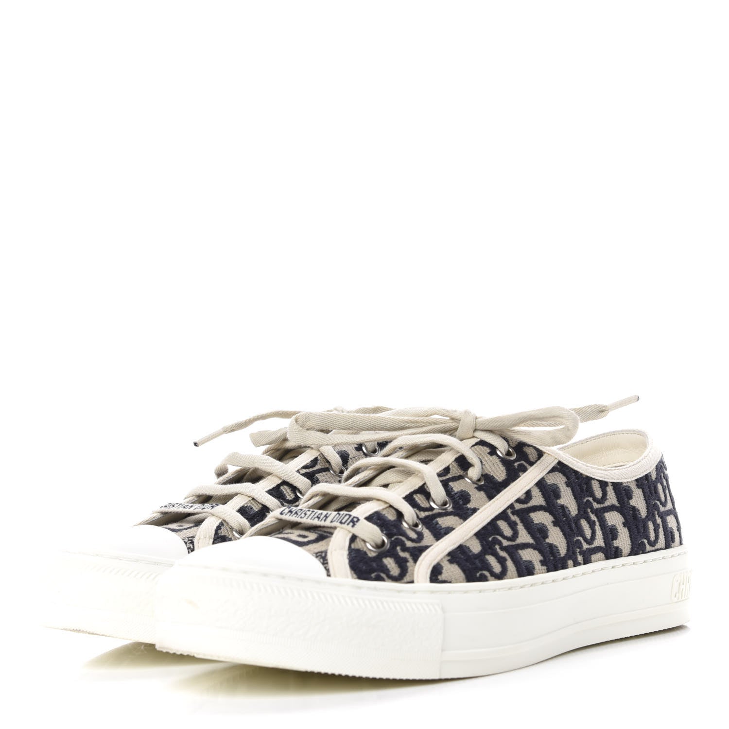 Christian Dior Canvas Oblique Walk'N'Dior Low Top Sneakers 40.5 Deep Blue 2 of 11