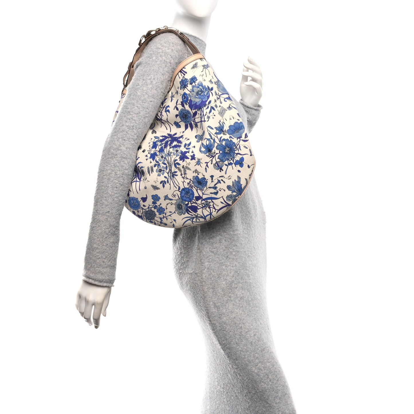 Canvas Flora Floral Large Wave Hobo Blue