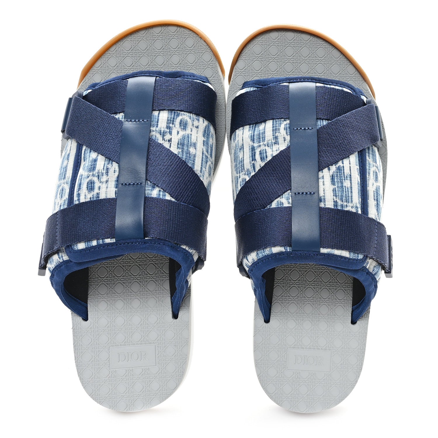 Christian Dior Oblique Jacquard Mens Alpha Sandals 40 Blue Denim