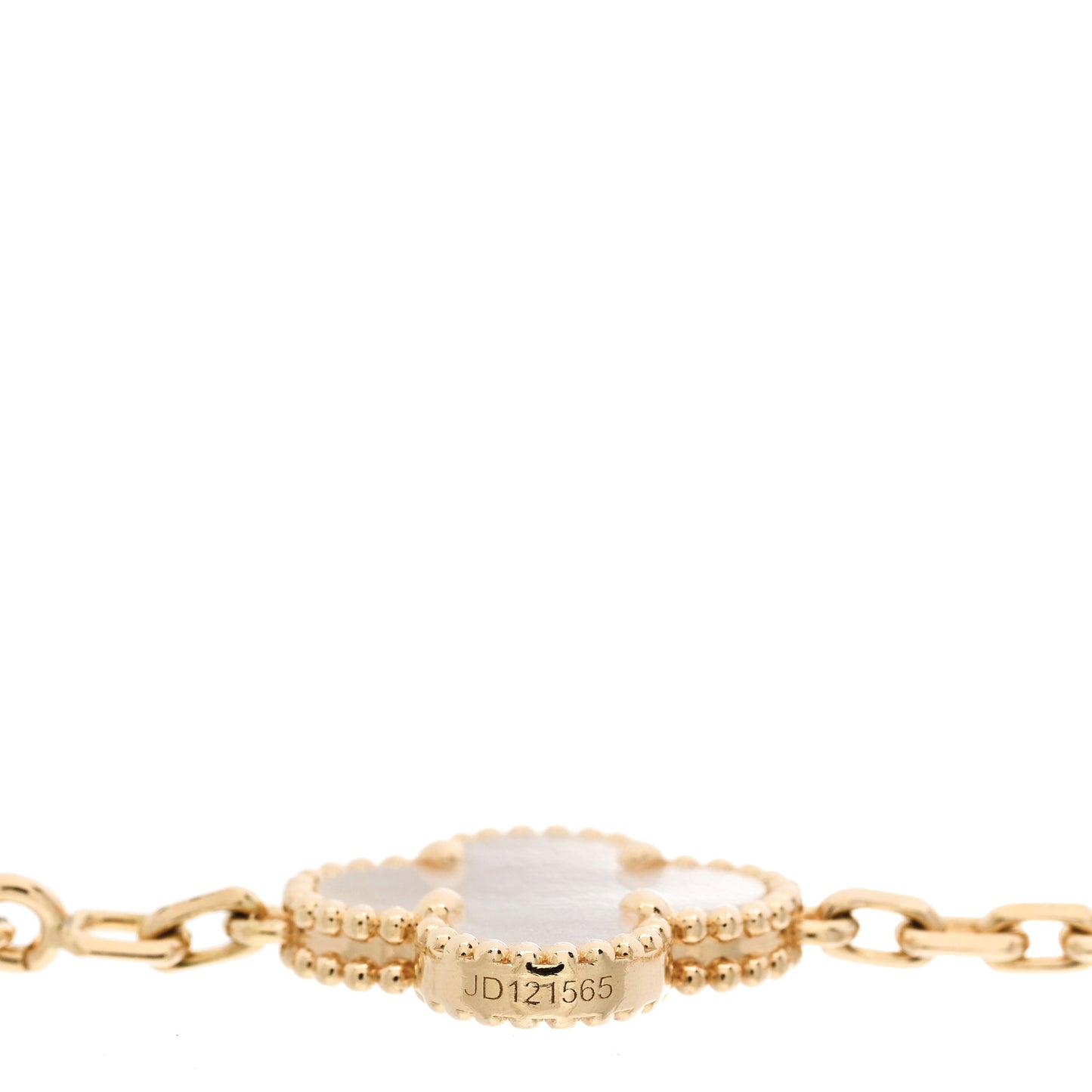18K Yellow Gold Mother of Pearl 5 Motifs Vintage Alhambra Bracelet
