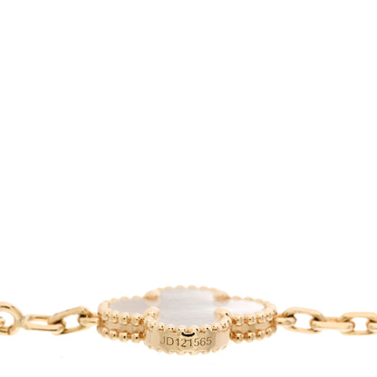 Van Cleef & Arpels 18K Yellow Gold Mother of Pearl 5 Motifs Vintage Alhambra Bracelet 5 of 6