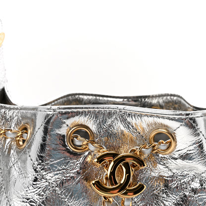 Chanel Metallic Aged Calfskin Quilted Mini Chanel 25 Handbag Silver 8 of 11