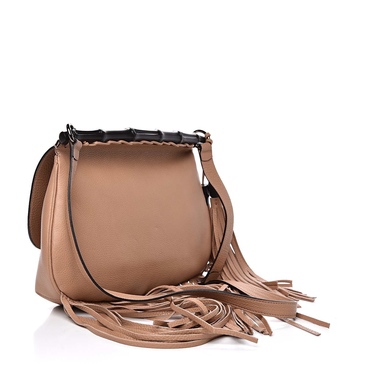 Gucci Calfskin Medium Nouveau Fringe Shoulder Bag Tan 2 of 10