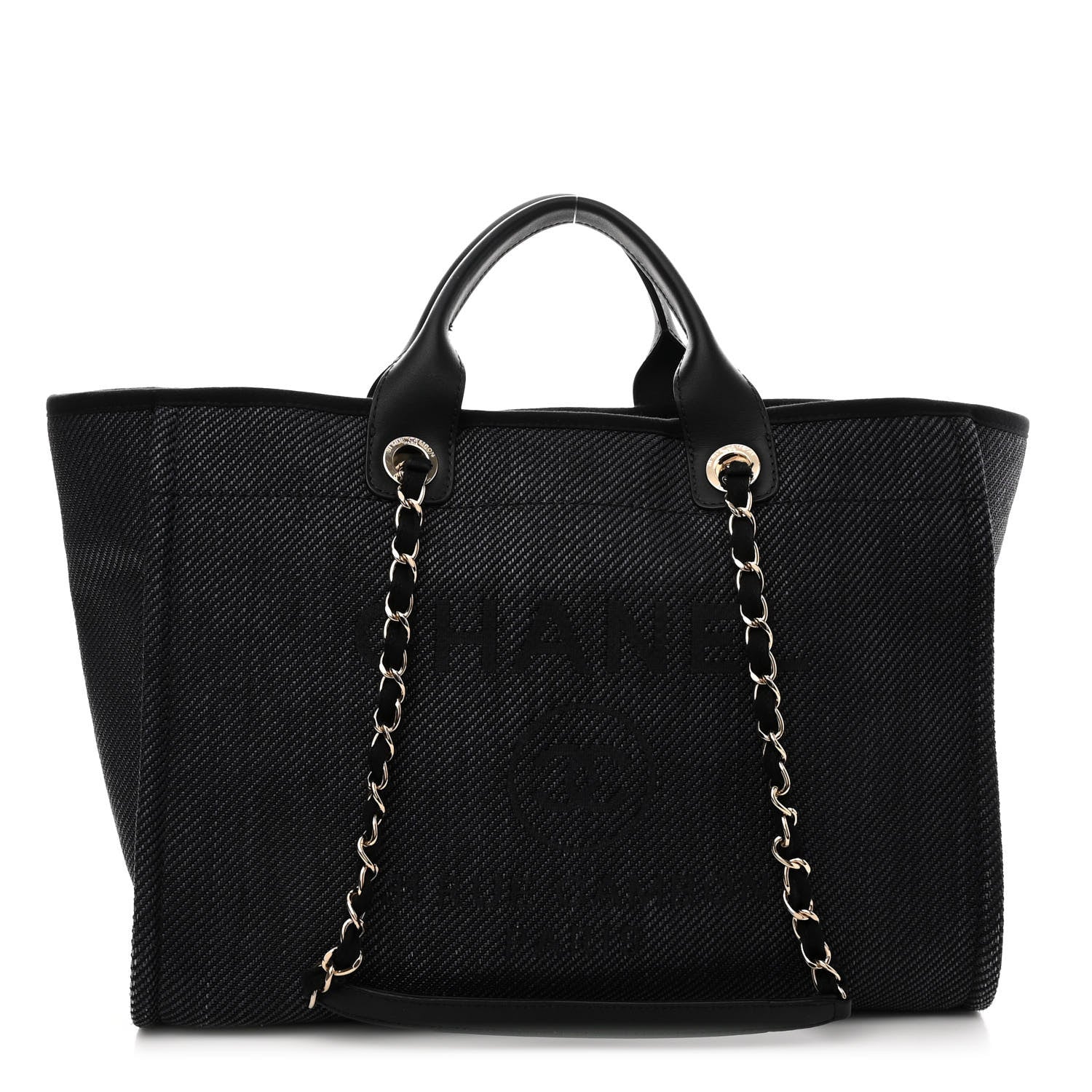 Chanel Mixed Fibers Calfskin Medium Deauville Tote Blue 1 of 9