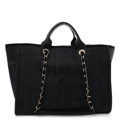 Chanel Mixed Fibers Calfskin Medium Deauville Tote Blue 1 of 9