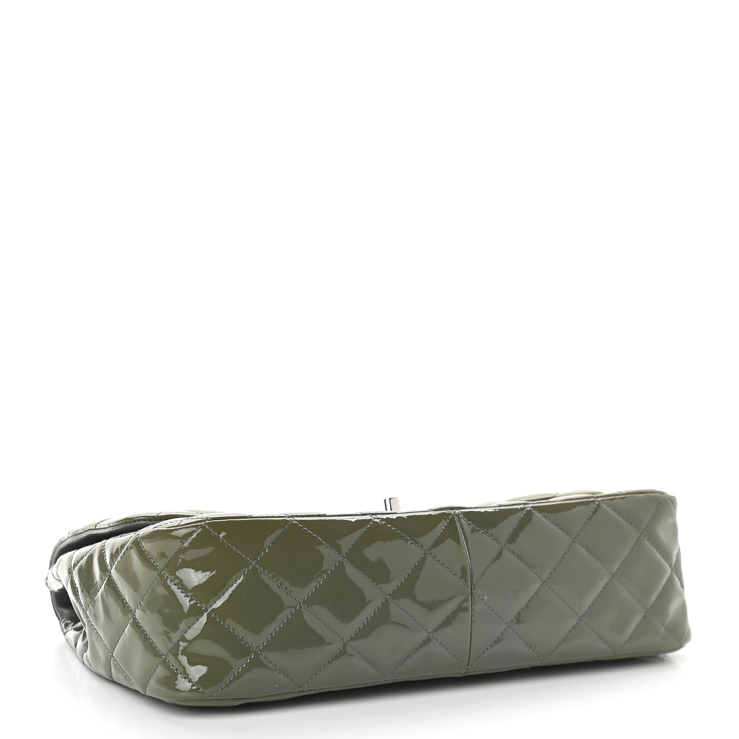 Patent Quilted Jumbo Single Flap Grey