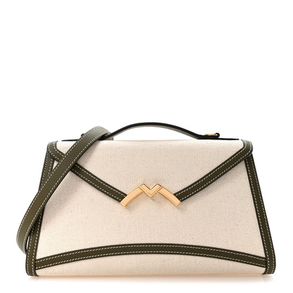 Moynat Cotton Canvas Linen Calfskin Gabrielle Clutch Olive Green 1 of 11