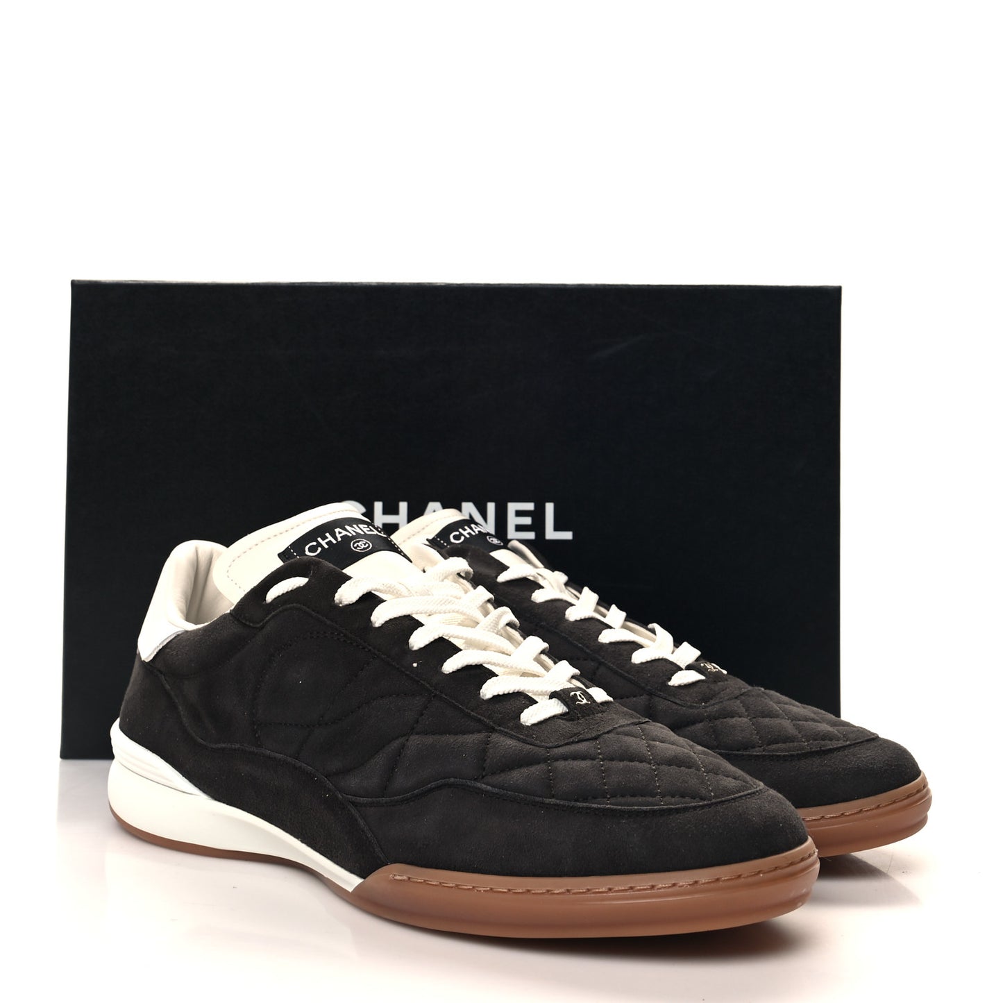 Suede Kidskin Quilted Mens Sneakers 45 Dark Grey