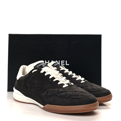 Chanel Suede Kidskin Quilted Mens Sneakers 45 Dark Grey 9 of 9