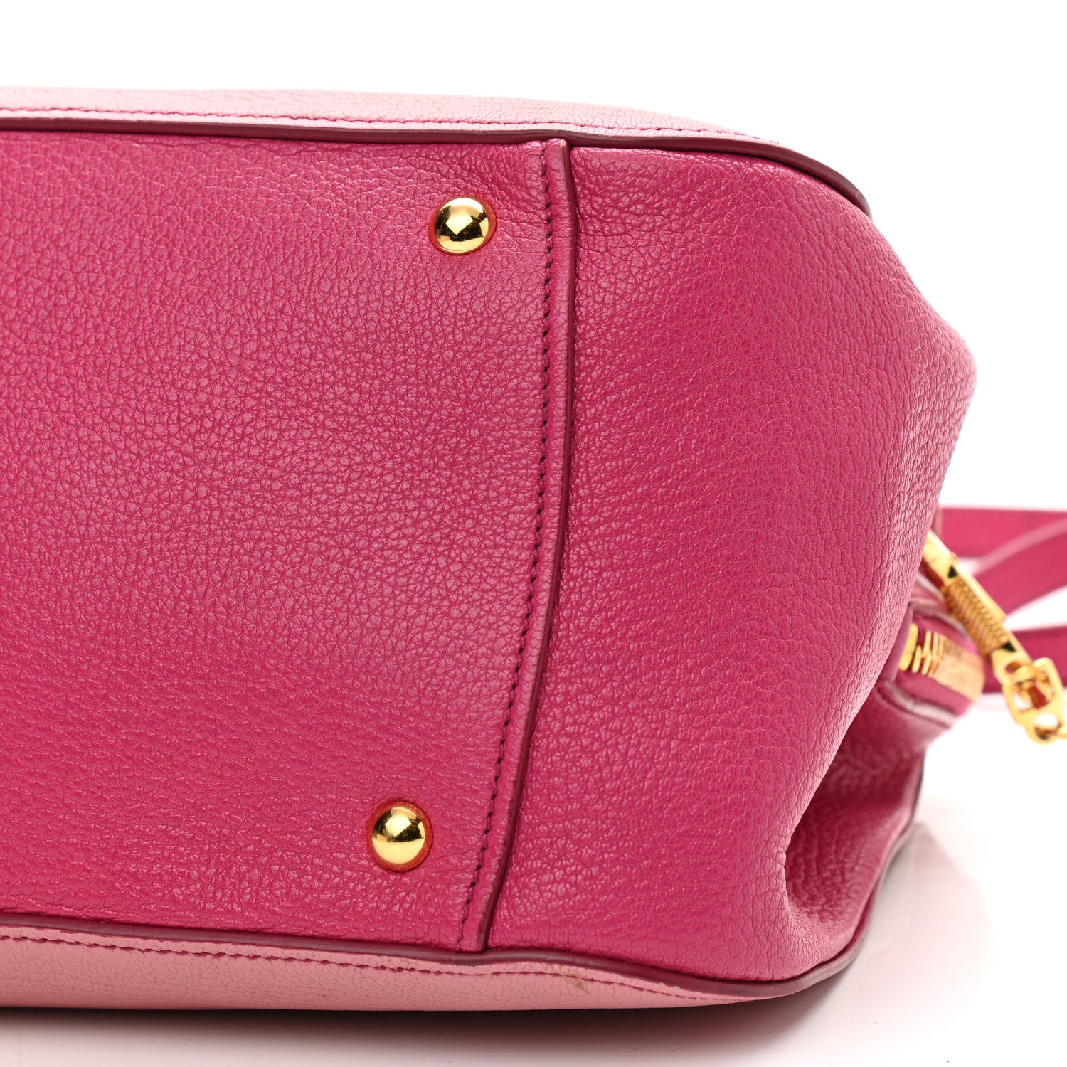 Miu Miu Goatskin Madras Bi-Color Bowling Bag Rosa Peonia 10 of 14