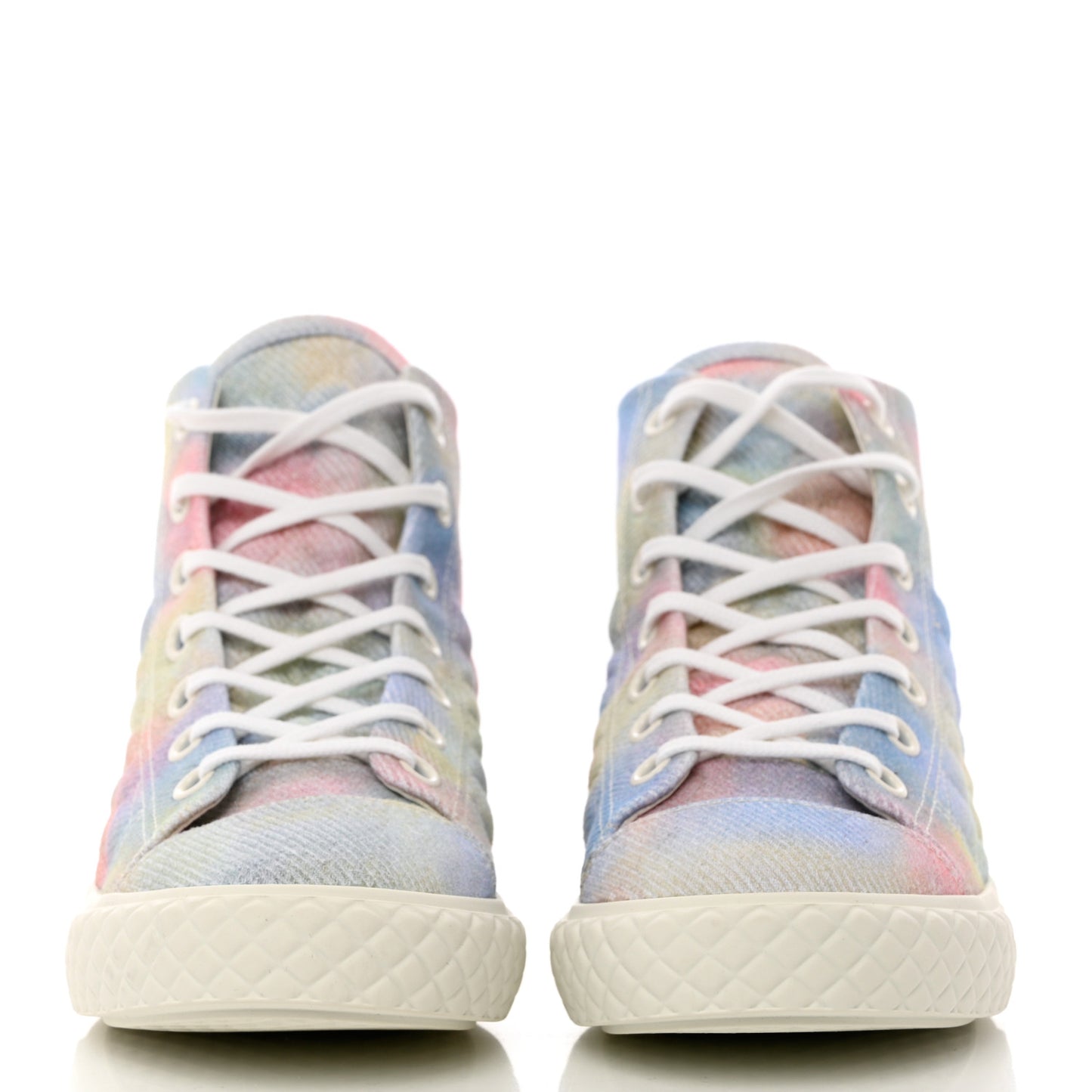 Printed Fabric High Top CC Sneakers 40 Green Pink Blue White