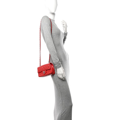 Chanel Patent Calfskin Quilted Mini Rectangular Flap Red 2 of 12