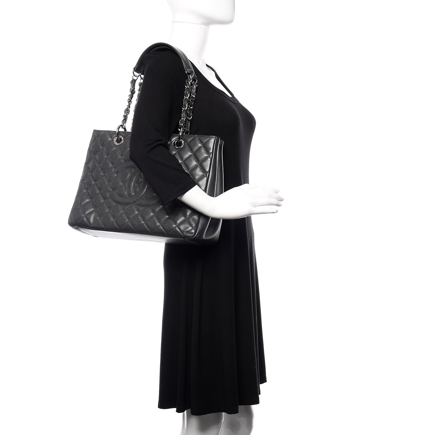 Chanel Caviar Quilted Grand Shopping Tote GST Dark Grey 2 of 10