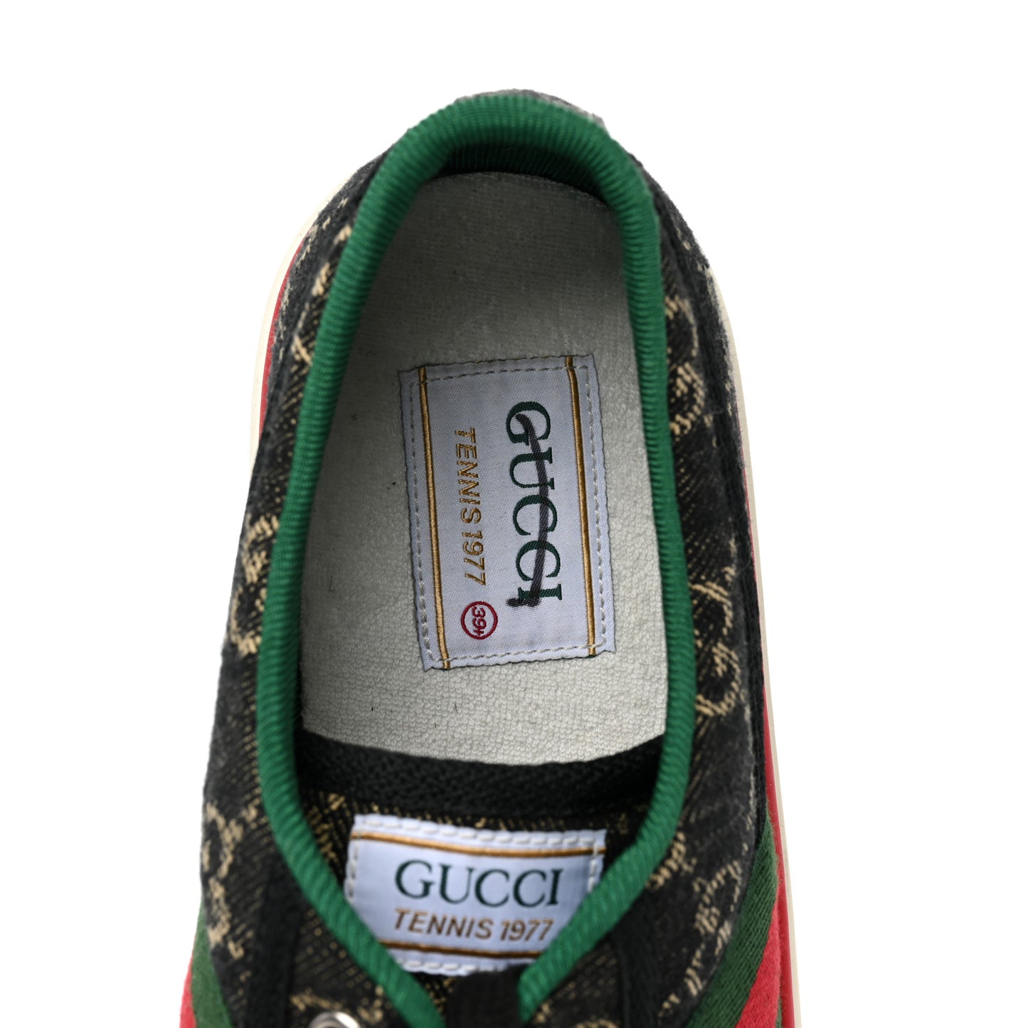 New Denim GG Monogram Web Womens 1977 Tennis Sneakers 39.5 Black Ivory