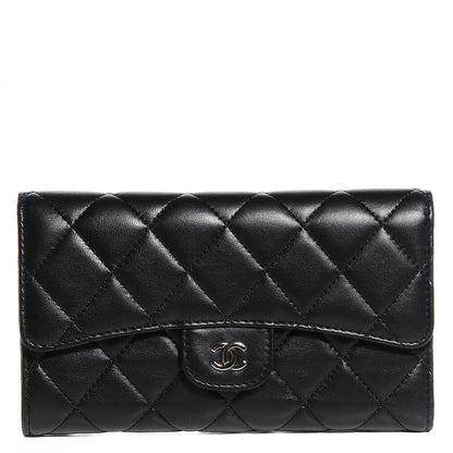Chanel Lambskin Quilted Large Flap Wallet Black 1 of 8