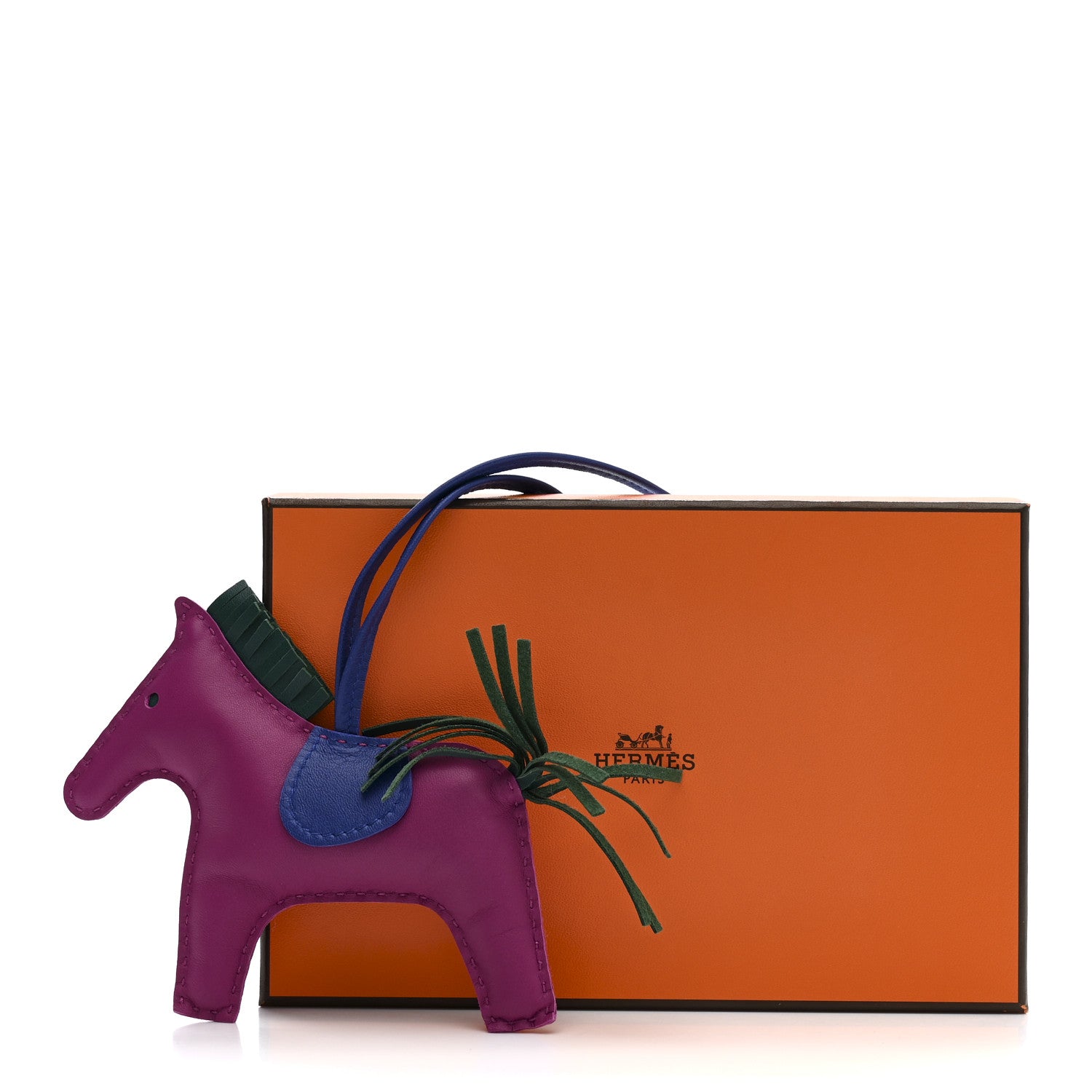 Hermes Milo Lambskin Grigri Rodeo Horse Bag Charm MM Rose Pourpre Bleu Electrique Malachite 4 of 4