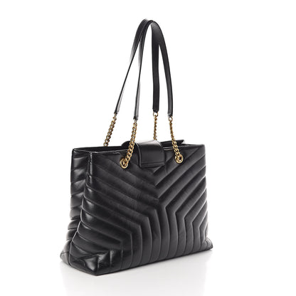 Saint Laurent Calfskin Y Quilted Monogram Large Loulou Shopper Black 3 of 9